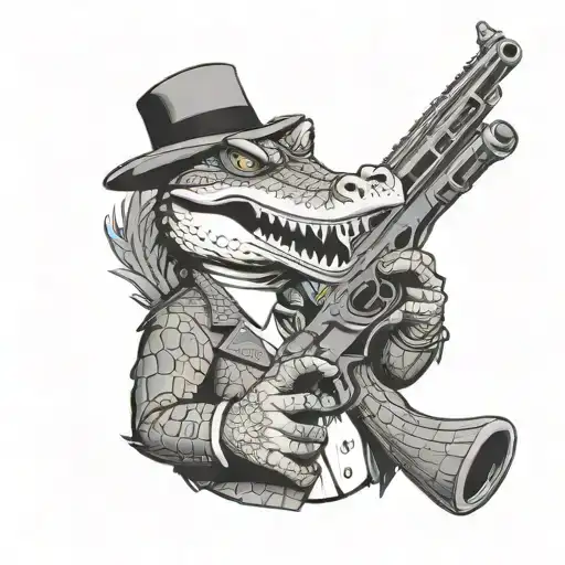 Gangster Crocodile Holding A Gun
