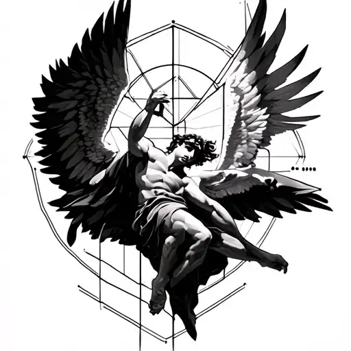 Icarus Angel Falling With Geometric Representation