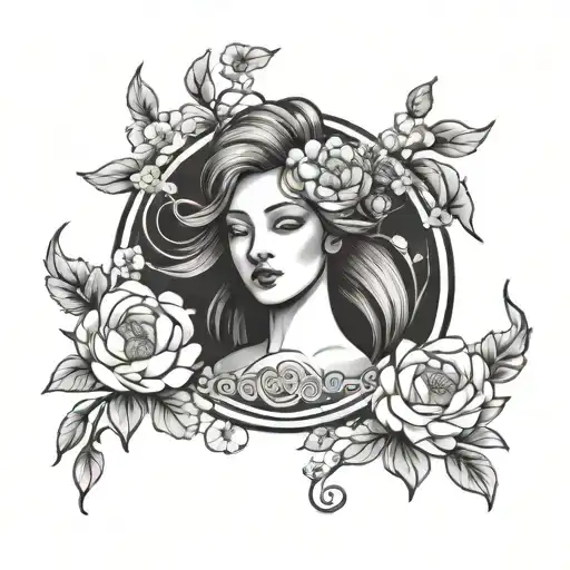 Virgo Zodiac Sign Sourrounded With Peony Flowers And Cherry Blossoms