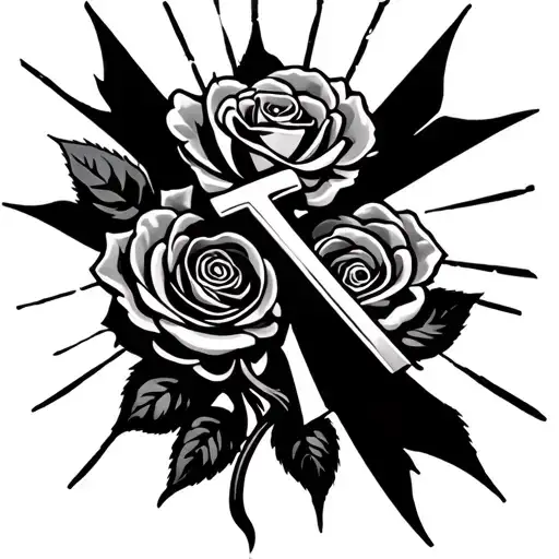 Cross And Rays Shining With Rose