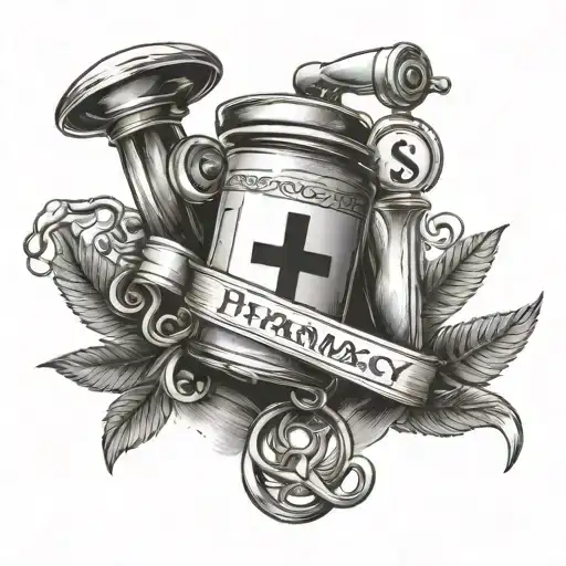 A Pharmacy Themed Tattoo With Love Symbol Incorporated In A Unique Way