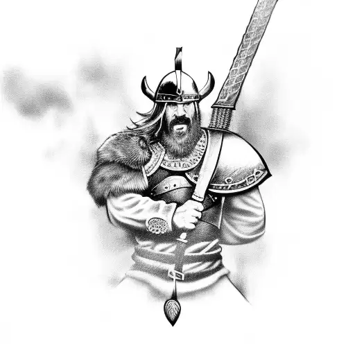 Viking Warrior Fighting Against Undeads In A Cemetery