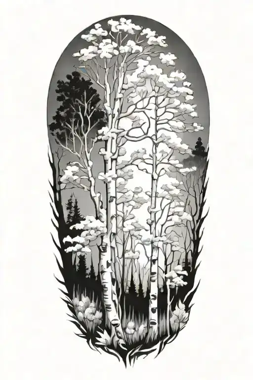 White Birch And Maple Trees On Fire