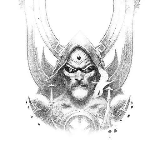 A Warrior And Undeads In A Cemetery