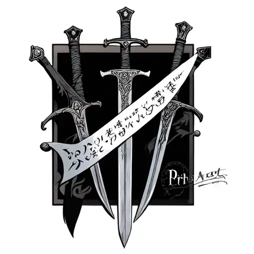 Sword Art Online 3 Swords With The Text Protect Your Loved Ones In Japanese