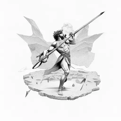 Greek God Fighting Sagittarius