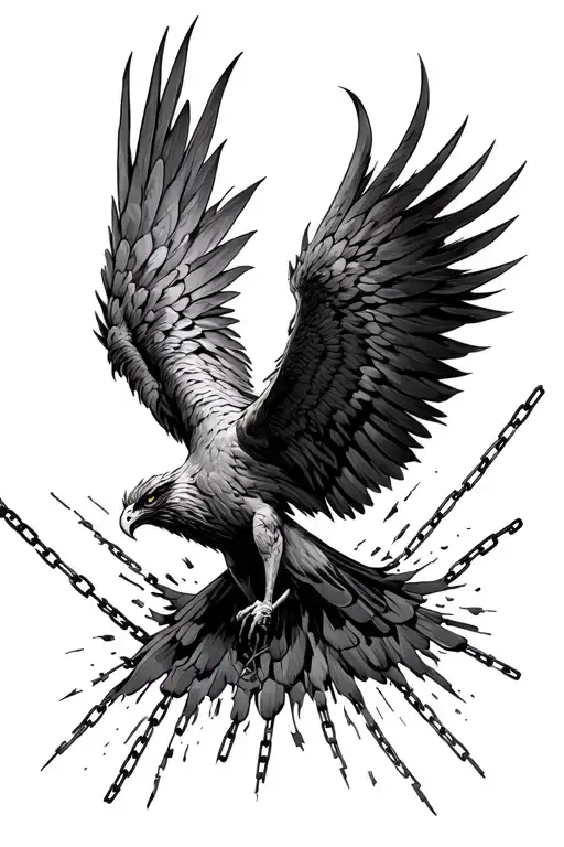 Phoenix Flying Breaking Out Of Chains Breaking And Bursting