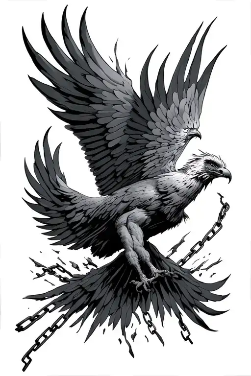 Phoenix Flying Breaking Out Of Chains