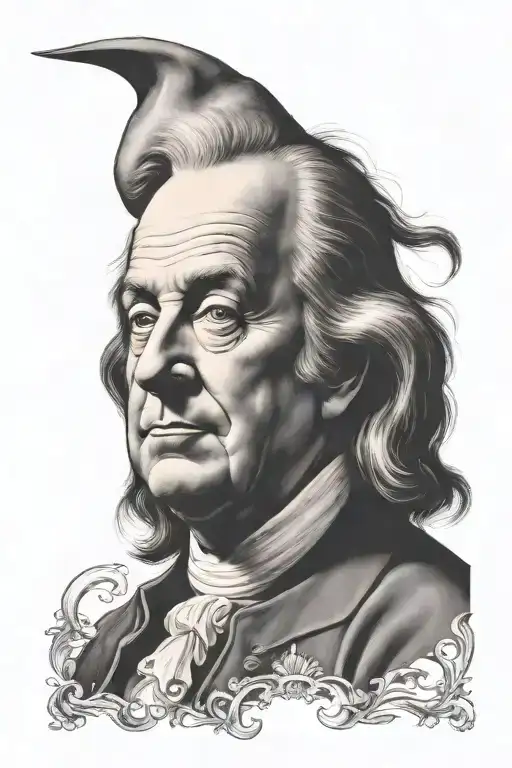 Ben Franklin Portrait Devil Horns