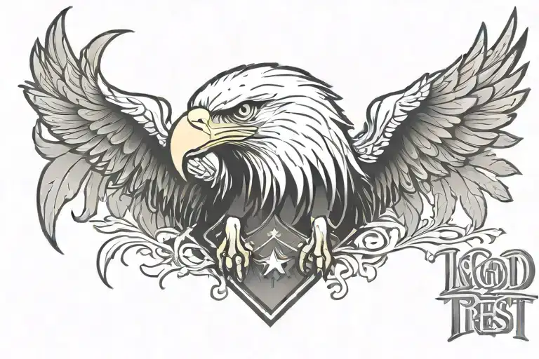 Bald Eagle Head With In God We Trust Text