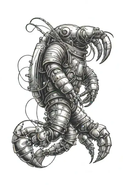 Lobster Floating In Space With A Spacesuit On