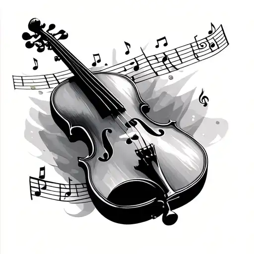 Violin With Music Notes Floating