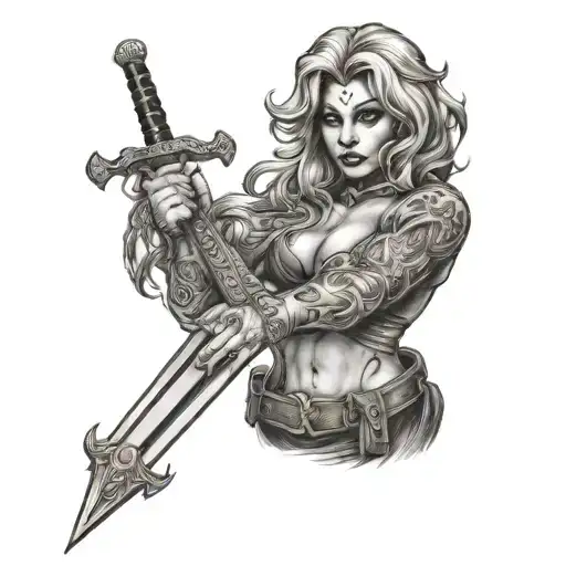 Tattoo Ed Madusa With Sword