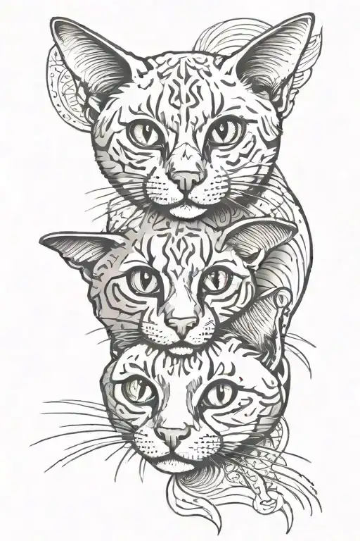 2 Cats Faces With Red Background