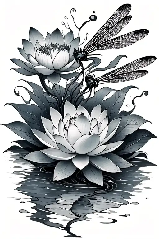 Lotus And Dragonfly Wings Forming
