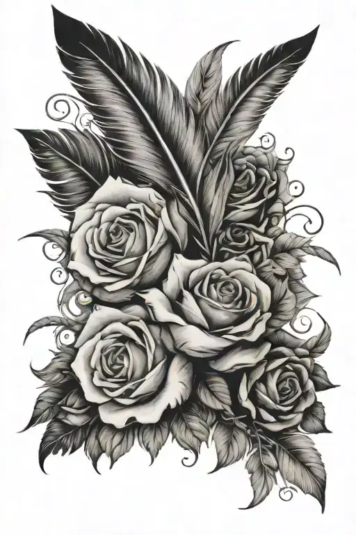 Feather And Roses
