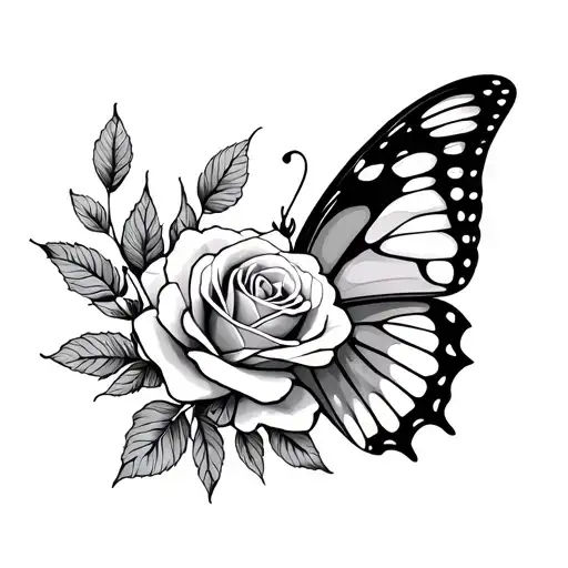 Butterfly Rose Fine Line