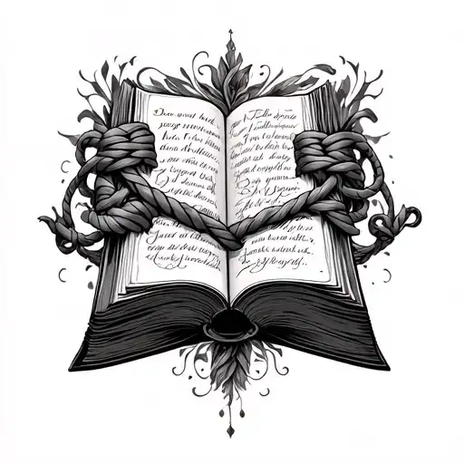 A Morally Black Book Quote Intertwined With Elegant Bondage Symbols