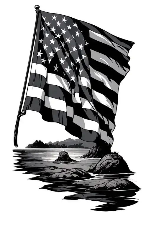 Nature And American Flag