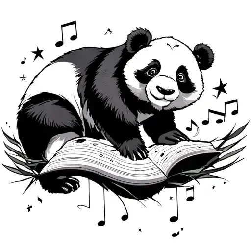 Fusion Of A Panda With Musical Notes And A Shooting Star