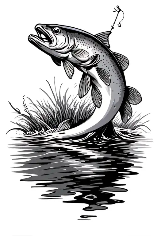 Fly Fishing Trout Swimming Upstream