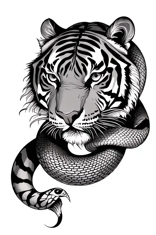 Snake Wrapping Tiger