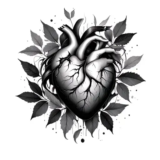 Abstract Woman With A Damaged Heart And Bay Leaves