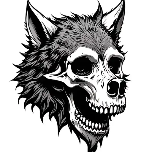 Skull And Wolf Head