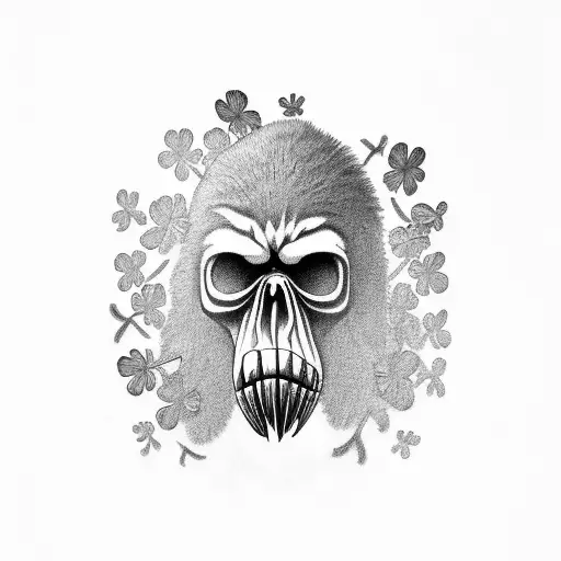 Sasquatch Skull With Clovers