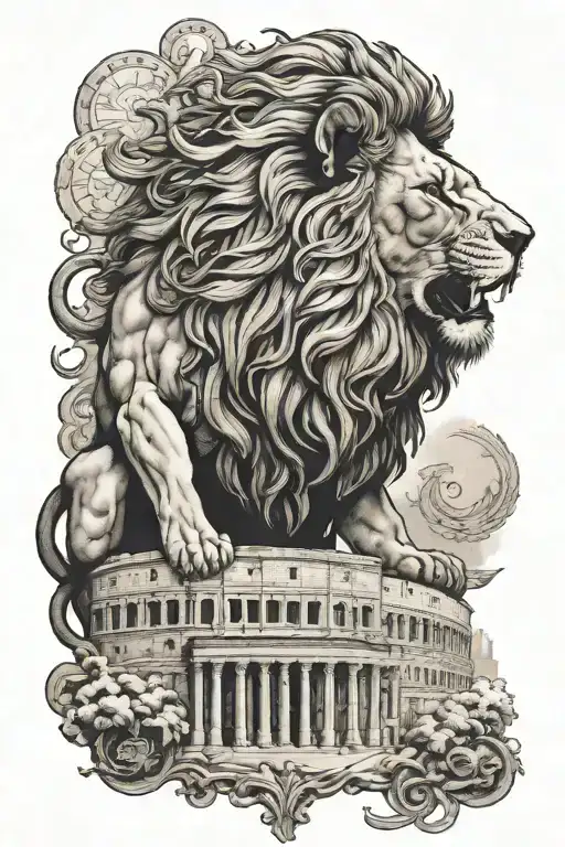 Lion Fading Into A Colleseum