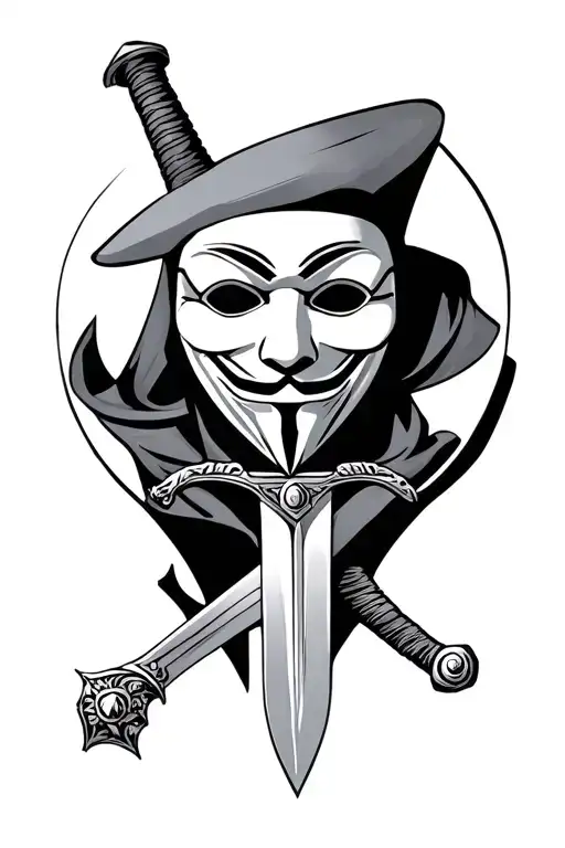 Anonmoys Mask With A Sword