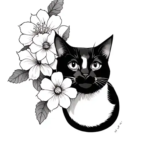 Flower And Cat