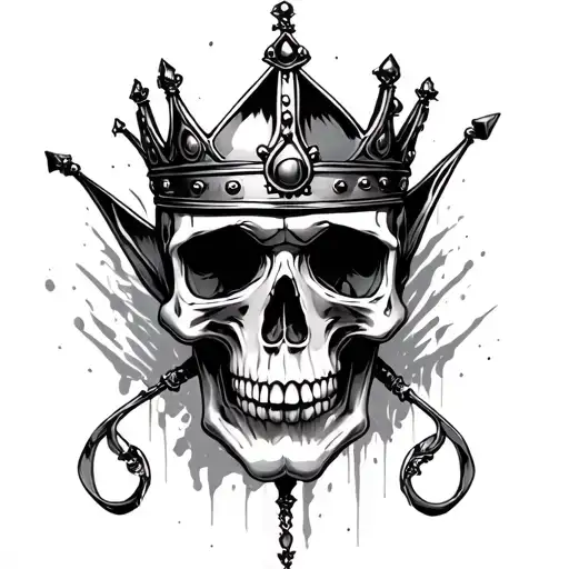 Mixed With A Skull Wearing A Crown