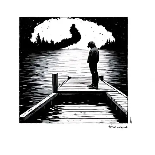Person On Dock Staring Into Black Abyss