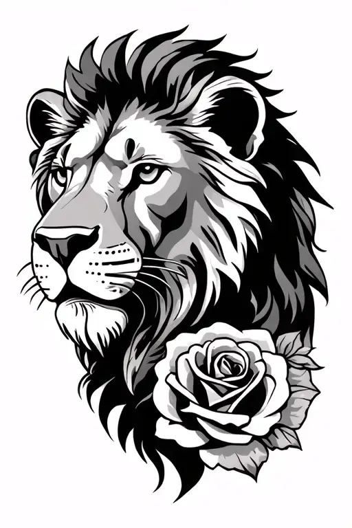 Lion And Roses