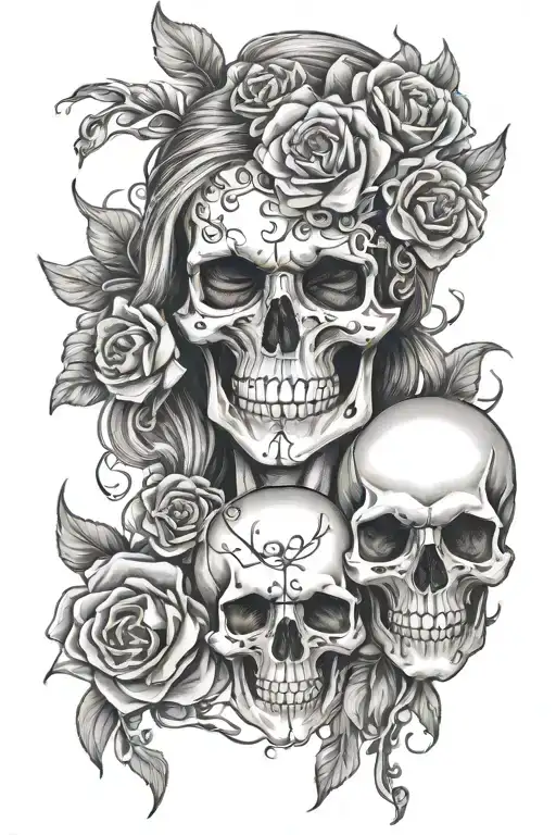 Mother Abuse Survivor Skull And Flowers Intertwined
