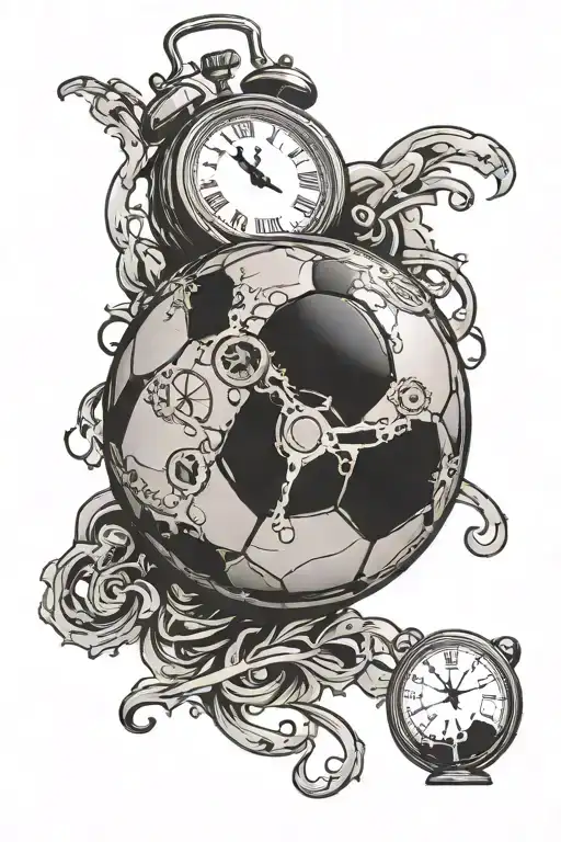 Big Soccer Ball Incorporating An Old Clock