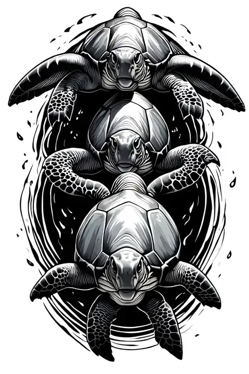 Loggerhead Turtles Swimming