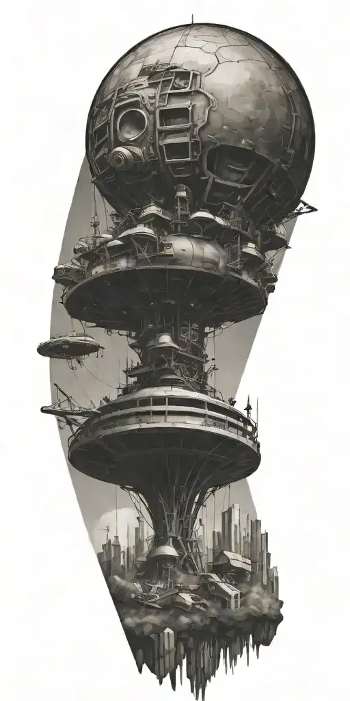 An Alien Spaceship Flying Over A Construction Site