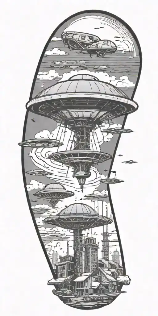 Ufo Flying Over A Construction Site