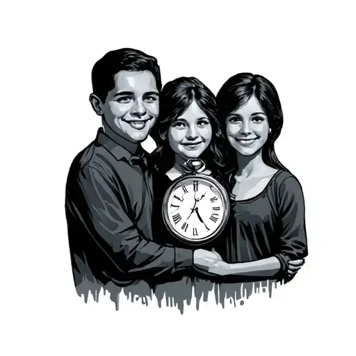 Family With Time Clock