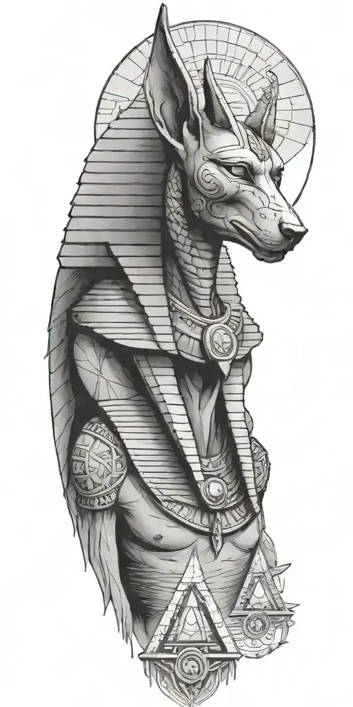 Dead Anubis With The Pyramids In The Distance