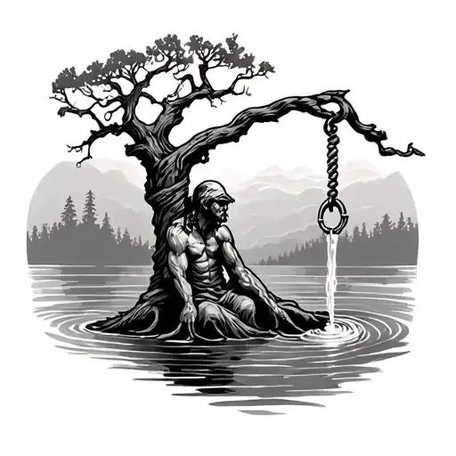 Hangman's Noose Around Neck While I Water Tree