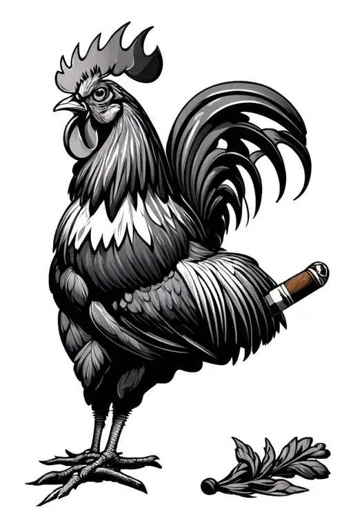 Rooster Smoking Cigar