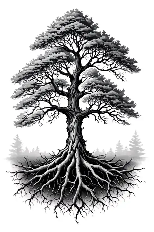 Tree Growing With Roots