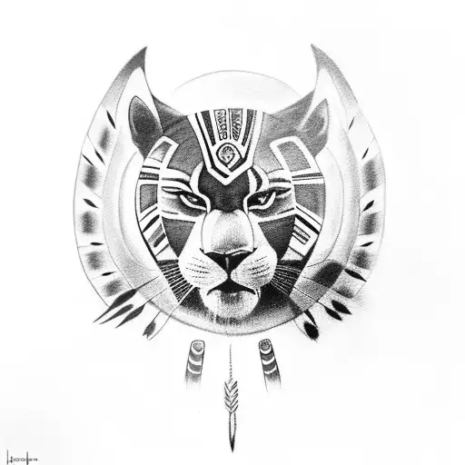 Native American Chief Riding A Black Panther