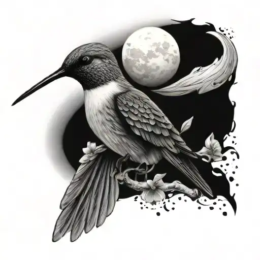 Hummingbird And Half Moon Merging Together