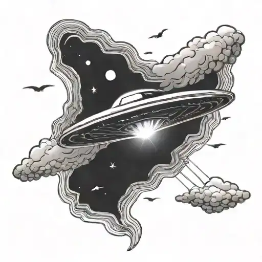 A Haunting Ufo Hovering Over A Dark And Stormy Ocean