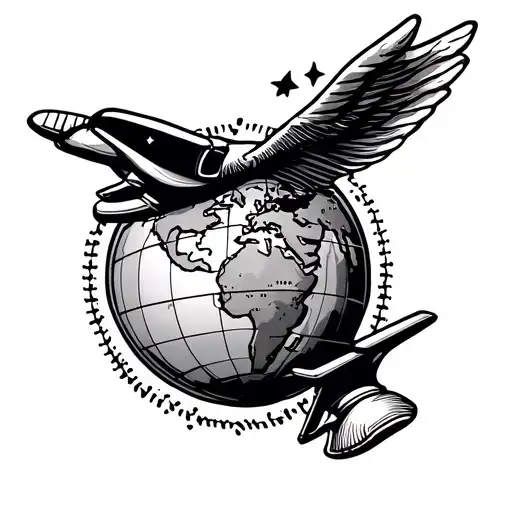 Globe Stamp Tattoo Aviation Themed