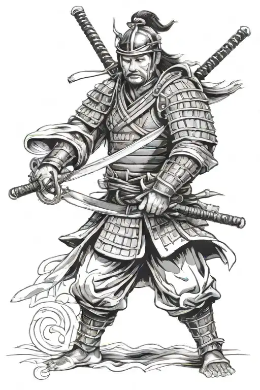 Samurai Warrior Wielding His Sword